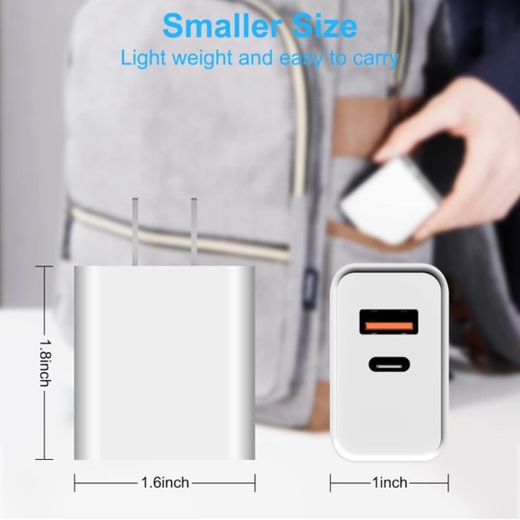 2-Pack-NWT USB C 20W Dual Port Wall Charger Block - Picture 9 of 9